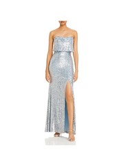 AQUA FORMAL Womens Light Blue Overlay Top Sleeveless Formal Sheath Dress 6