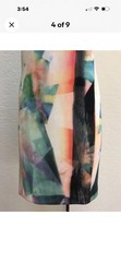 New Carmen Marc Valvo Multicolor Abstract Sheath Scuba Dress S