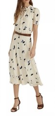 Lauren Ralph Lauren Women’s Ivory Blue Butterfly Chiffon Midi Dress 10P