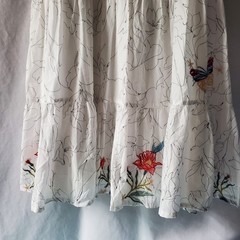 Johnny Was Workshop Embroidered Tiered Dress Size Medium Ruffles Boho Butterfly