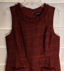 Lands&rsquo; End Rust Nubby Textured Lined Sleeveless Dress w/ Pockets 10 Petite EC!