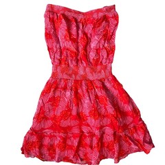 Karina Grimaldi Red Butterfly Print Mini Dress Strapless Tassel Revolve M