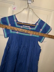 Vintage women M No sleeve pearl cuff/shoulder Blue (HOME46)