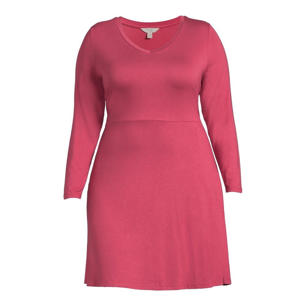 Terra & Sky Women&rsquo;s Plus Size Long Sleeve Swing Dress Rose U pick NEW