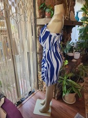 Women&rsquo;s Size 1X One Shoulder Blue White Mini Dress Lined Side Zipper