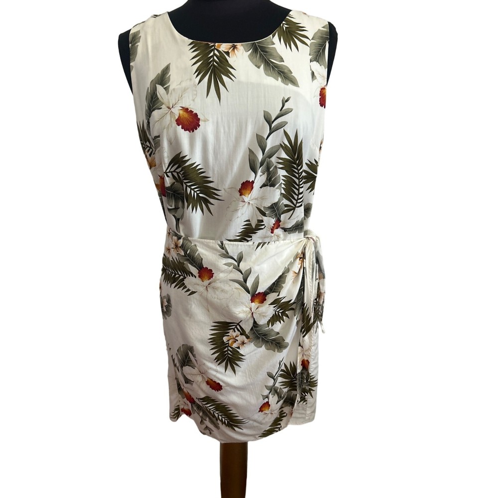 Two Palms, Beige & Green Floral Print Dress, Size L