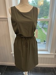 NWT Calvin Klein Women Sleeveless Elastic Tie Waist Short Dress SZ 4 Olive Green