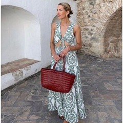 ZARA Dress Small Maxi Embroidered Boho Long Resort Vacation Cruise Cut Out 70s
