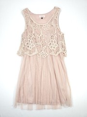 Alythea Blush Pink Lace Crochet Tulle Dress Lined Size S Fairy Balletcore