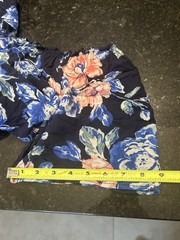 Band of Gypsies Navy Blue Pink Floral Maxi Dress Square Neck Smocked L
