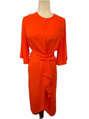 Essential Antwerp Women’s 36 US 4 Vayen Dot Knot Silk Midi Dress In Orange$495
