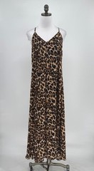 Let Them Eat Cake Brown Animal Print Maxi A Line Slip Dress Sz XS