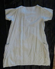 EXCLNT SZ 1 1990s BLUE FISH VINTAGE 1990s SAGE GREEN V-NECK DRESS BLUEFISH LINEN