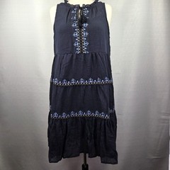 LOVESTITCH Blue Sleeveless Midi Dress Women&rsquo;s Large Embroidered Boho Resortwear