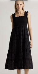 NWT Quince Sz Small Black Eyelet Smocked Dress