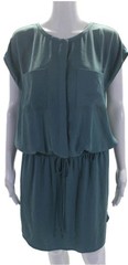 Vince Silk Dress Blue Small Minimalist Short Sleeve Casual Luxe