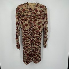 Womens Whimsigoth Bodycon Dress Size XL Romantic Rose Print Ruched Gothic Glam