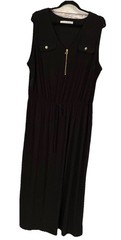 Emma & Michele Maxi Dress Sleeveless Black Gold Zipper Elastic Waist Plus Sz 2X