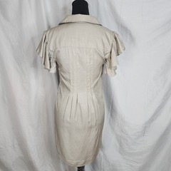 ALI RO Size 2 Beige Vegan Silk Flutter Sleeve Boho Dress Pockets Anthropologie