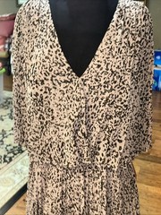 NWT Vintage Halston Heritage Flutter Sleeve Midi Dress Size 16 Rose Marble WOW!!