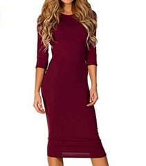 ICONOFLASH Women&rsquo;s 3/4 Sleeve Bodycon Midi Dress – S To 3XL