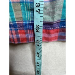 Talbots Madras Sleeveless Button Front Shirt Dress size 2 Petite Blue/Pink