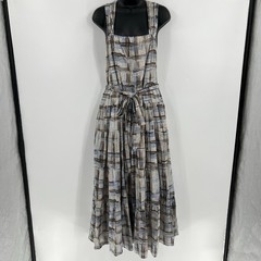 Sofie the Label Maxi Dress Size Large Belted Tie Waist Criss Cross Straps Zip Up