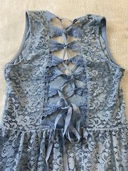 Alythea Light Blue Lace Dress Fit Flare Mini Lace Up Back Cottagecore Women’s S
