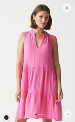 Michael Stars Daisy Gauze Dress S Pink Tiered Sleeveless Casual Boho