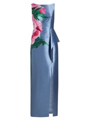 NEW, Kay Unger Luciana Placed Floral Column Gown Sz 14 #LD334