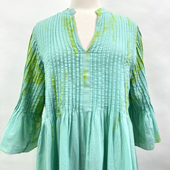Soft Surroundings Marbella Dress Medium Blue Green Tie Dye Cotton Boho Dress