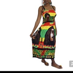 Bob Marley Red Green Yellow Black Maxi Dress New