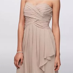 David&rsquo;s Bridal Strapless Crinkle Chiffon Dress Shade Biscot Women&rsquo;s Size 12 NWT