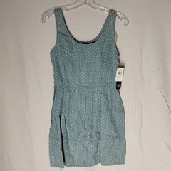 NWT As U Wish Medium Womens Dress Lt Denim Blue & White Vintage Look Sundress