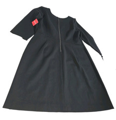 Spanx Classic Black Perfect Shift Midi Dress Zip Up Rayon Nylon Womens Sz XL NWT