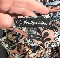 For Love and Lemons Pink Black Floral Long Bell Sleeve Gracie Mini Dress Sz. M
