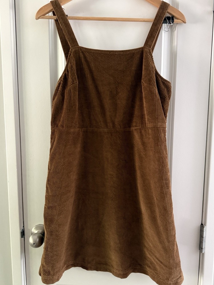 American Eagle Brown Corduroy Mini Overall Women&rsquo;s Jumper Dress Medium Y2K Vibe