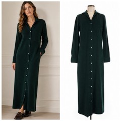 Vintage Ralph Lauren Cashmere Sweater Dress Button Front Maxi Cardigan 80s 90s M