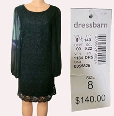 NWT $140 RSVP Chiffon floral lace Little Black Classic Dress Size 10