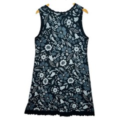 Fresh Produce Dress Womens Large Blue Gray Floral Cotton Sleeveless Midi USA