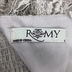 Romy Beige Lace Floral Side Zip Lined Strapless Dress Large