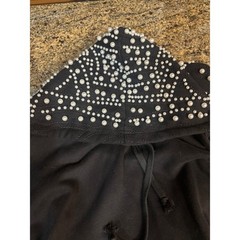 NWT AKIRA Black Pearl Embellished Lace Up Side Hoodie Dress Women&rsquo;s S/M