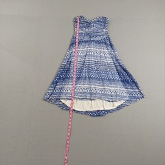 Free People Women Dress S Blue Abstract Print Strapless Asymmetrical Hem Beach