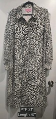 LDT Adrienne Feline Belted Midi Shirt Dress With Pockets Size 14 $229 EUC