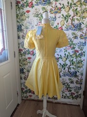 Antonio Melani Yellow Iris Linen Mock Neck Mini 3D Floral Applique Dress sz 4