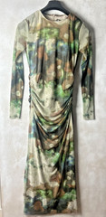 Zara Long Tie-dye Tulle Green Dress Size Medium New with Tags (J)