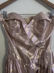 Vintage TD4 by Electra Rose Metallic Satin Ruched Strapless Sweetheart Gown