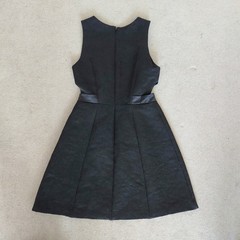 Halston Heritage Black Fit & Flare Evening Cocktail Mini Dress Cut Out US 2 UK 6