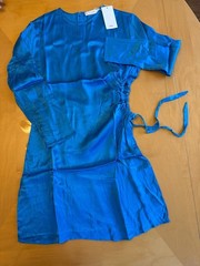 MNG Mango Side-Slit Satin Long Sleeve Mini Dress