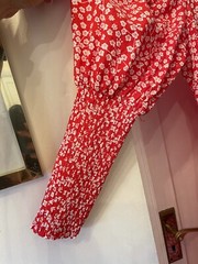 New Never Fully Dressed Red & White Floral Design Midi Delores Dress,UK12
